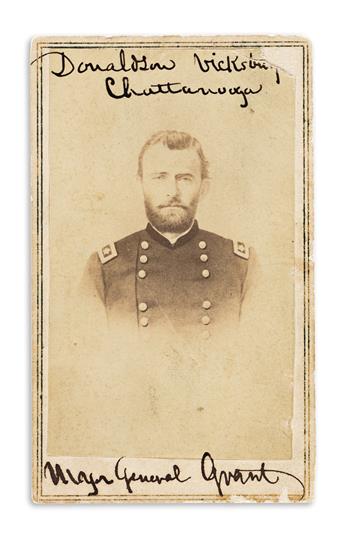 (CIVIL WAR.) Carte-de-visite portrait of newly commissioned Lieutenant General Grant, signed by Edwin Stanton.